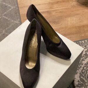 Vintage YSL Black Satin Pumps Size 8.5